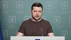 Ukrainian President Volodymyr Zelenskyy speaks in Kyiv, Ukraine, on March 10, 2022. 