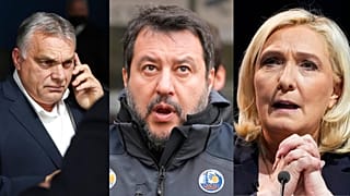 Macaristan Başbakanı Victor Orban (sağda), İtalya'da şırı sağcı Lig Partisinin lideri Matteo Salvini (ortada), Fransız Ulusal Birlik lideri Marine Le Pen