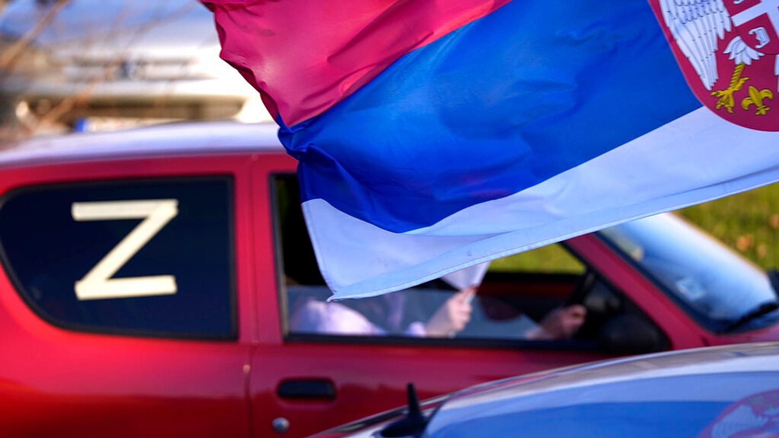A letra Z dos blindados russos esteve presente na manifestação