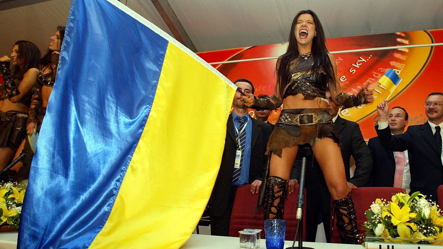 Die ukrainische Sängerin Ruslana bei ihrer Teilnahme im Jahr 2004