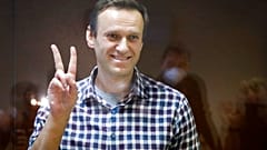 Navalnij 2021 februárjában a moszkvai bíróságon