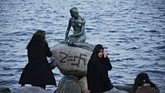 The little Mermaid statue in Copenhagen has been the site of many political messages over the years