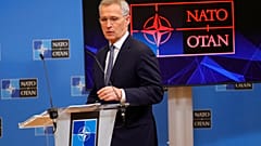 NATO Secretary General Jens Stoltenberg arrives for a media conference at NATO headquarters in Brussels