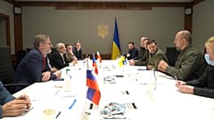 Zelenski junto a los primeros ministros de Polonia, Eslovenia y República Checa  