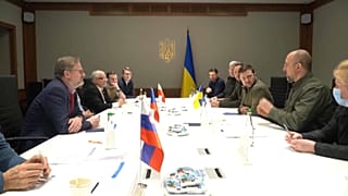 Zelenski junto a los primeros ministros de Polonia, Eslovenia y República Checa