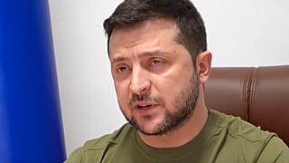 In this image from video provided by the Ukrainian Presidential Press Office and posted on Facebook, Ukrainian President Volodymyr Zelenskyy speaks