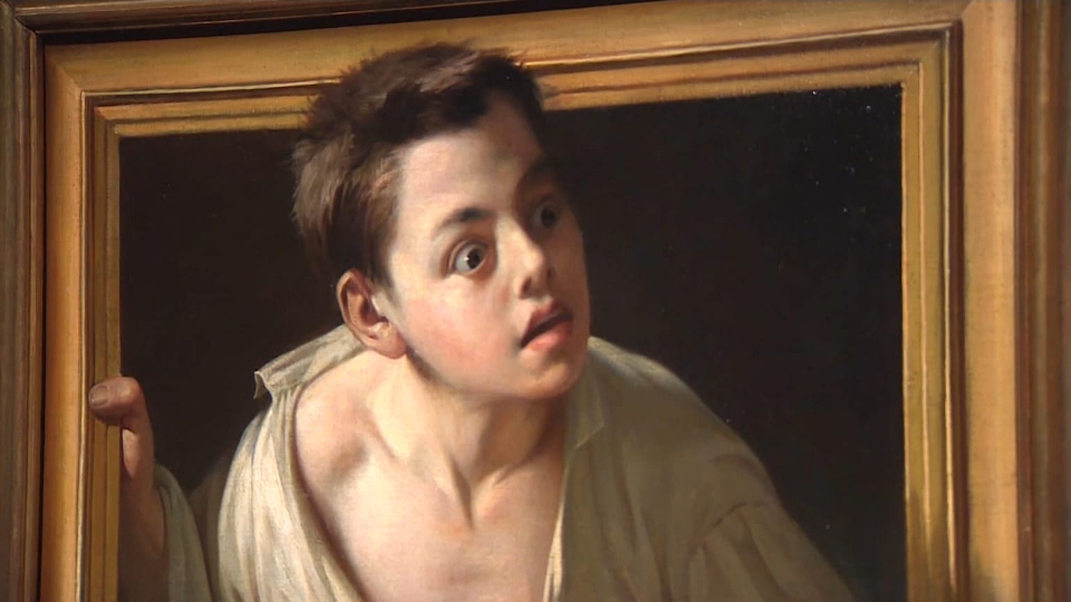 "Huyendo de la crítica", obra de Pere Borrell del Caso, expuesta en el museo Thyssen. 