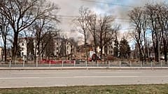 This photo released by Donetsk Regional Civil-Military Administration Council on Wednesday, March 16, 2022 shows the Drama Theatre, damaged after shelling, in Mariupol