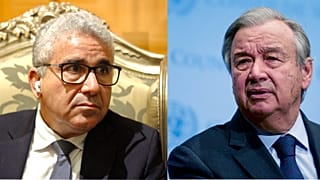 الأمين العام للأمم المتحدة أنطونيو غوتيريش ورئيس الوزراء الليبي المعين فتحي باشاغا