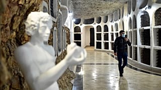 Турист посещает винодельню в Криково в 15 км к северу от Кишинева, 17 ноября 2020 года.