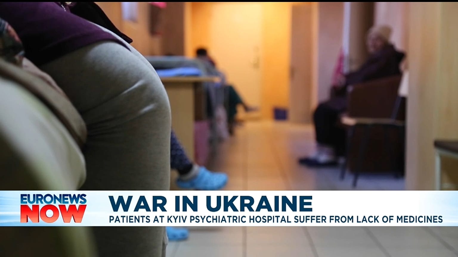 A doctor walks in a hospital basement, used as a bomb shelter, during an air raid alarm in Kyiv.