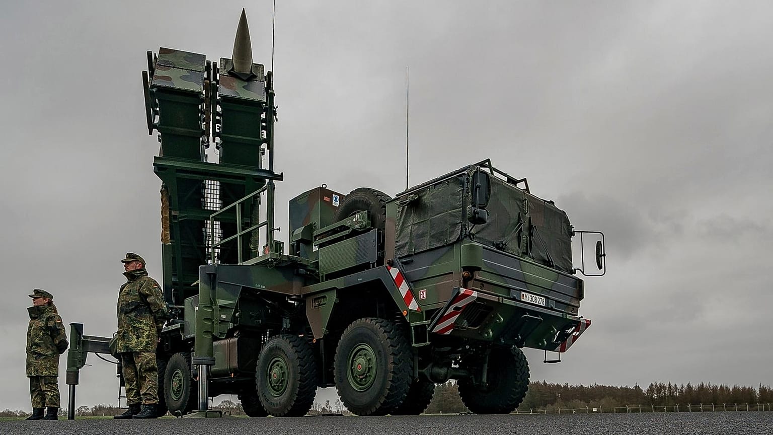 Bundeswehr "Patriot" anti-aircraft missile systems at a military airport in Schwesing, Germany, Thursday, March 17, 2022.