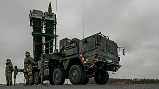 Bundeswehr "Patriot" anti-aircraft missile systems at a military airport in Schwesing, Germany, Thursday, March 17, 2022.