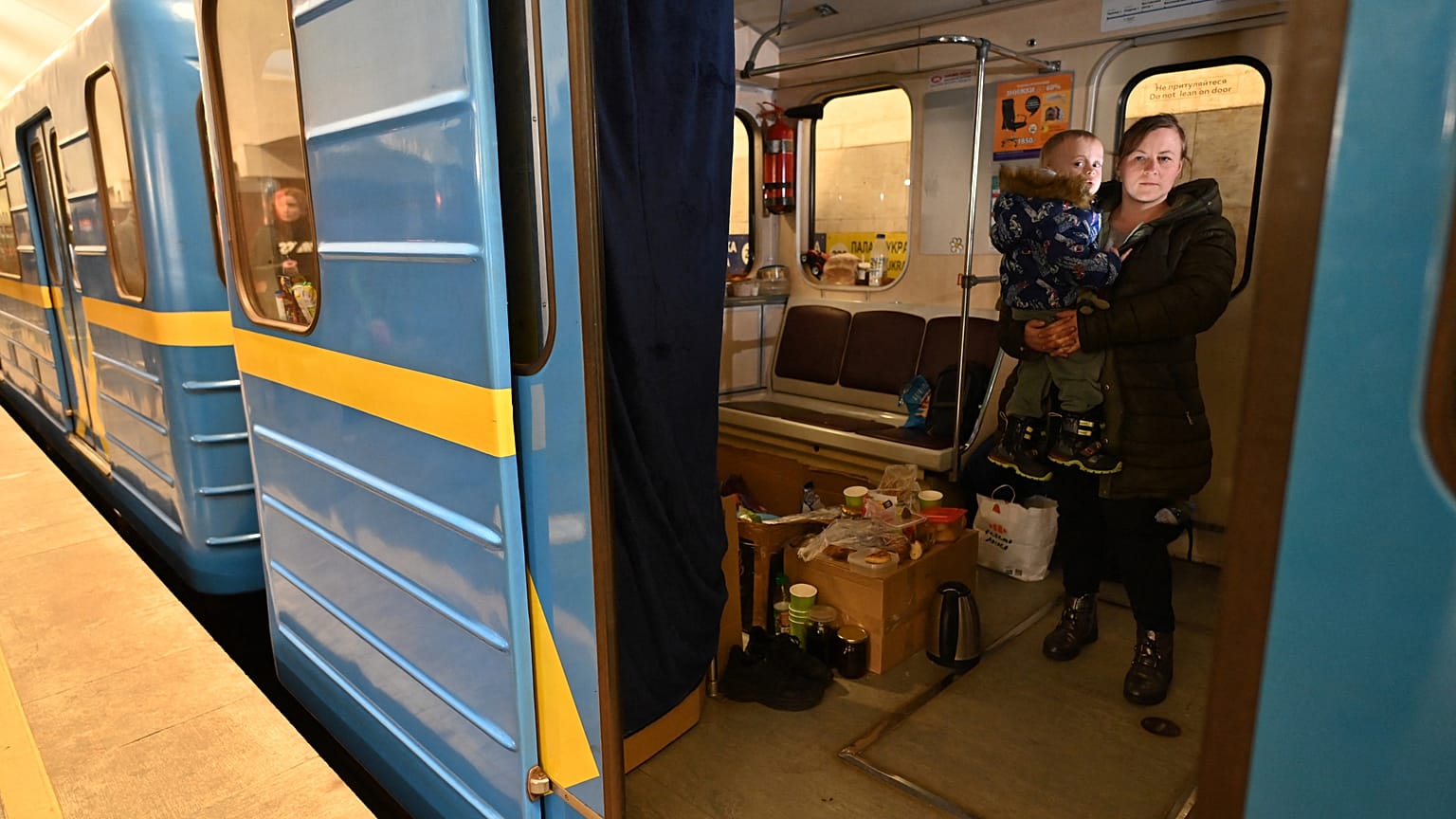 Kyiv's metro stations now serve as bomb shelters for the city's residents, who can receive air raid warnings on their phones