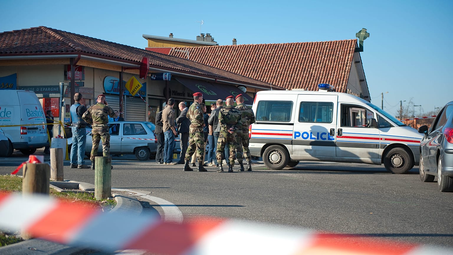 The site of the shooting of three French soldiers in Mautauban in 2012.