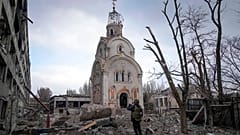 Kirche im umkämpften Mariupol am 10. März 2022. 