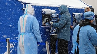 Eine Teststation in Changchun-Stadt in der chinesischen Provinz Jilin am 15.März