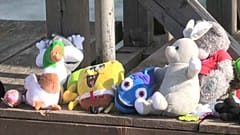 Plüschtiere auf der Grenzbrücke über der Theiß am nordrumänischen Grenzübergang Sighetu Marmatiei.