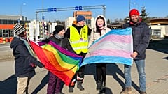 Joanne with some of the activists that helped her cross the Polish border. 