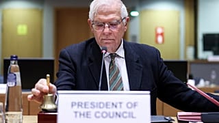 Josep Borrell na abertura do encontro de chefes da diplomacia da UE em Bruxelas