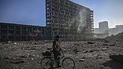 Centro comercial destruído em Kiev, Ucrânia
