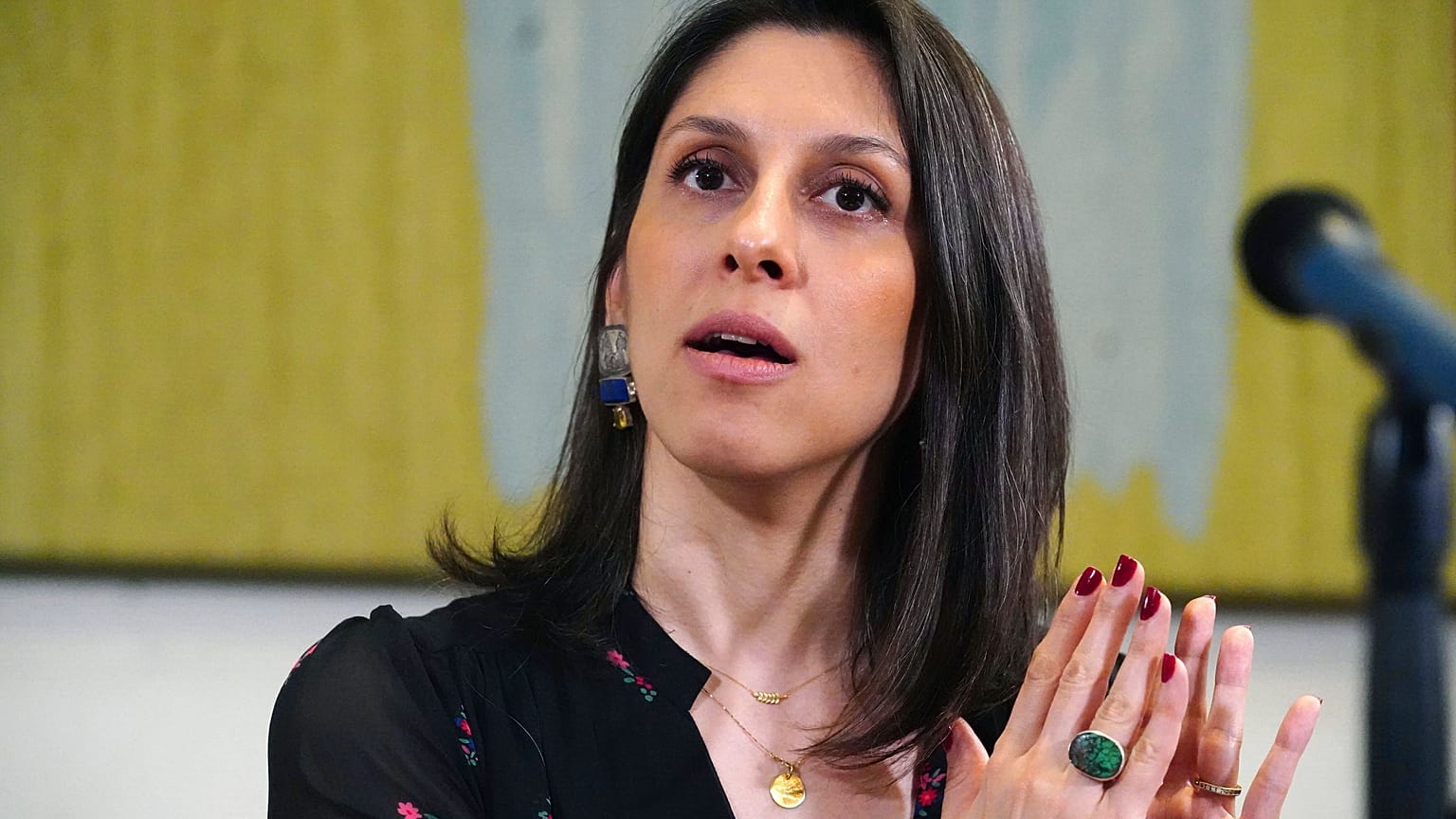 Nazanin Zaghari-Ratcliffe speaks during a press conference hosted by her local MP Tulip Siddiq.