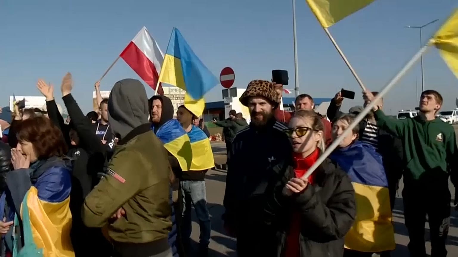 акция протеста на польско-белорусской границе (скриншот)