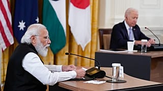 Hindistan Başbakanı Narendra Modi (sol), ABD Başkanı Joe Biden, Quad Zirvesi kapsamında Beyaz Saray'da bir araya gelmişti (24 Eylül 2021)