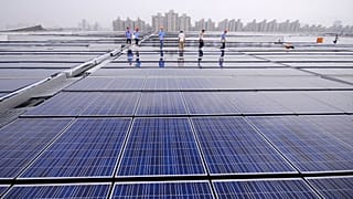 Solar panels in Shanghai, China.
