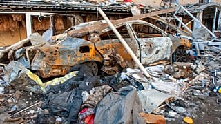 Car destroyed by shelling in Kharkiv