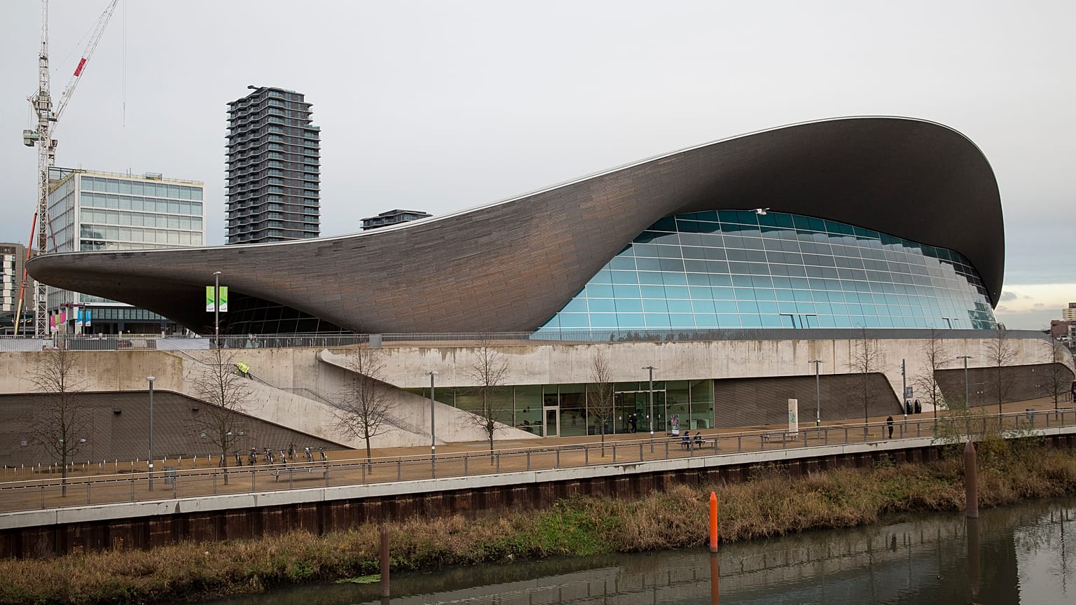 A general view of the London Aquatics Centre, at the Queen Elizabeth Olympic Park in east London, Monday, Jan. 16, 2016.