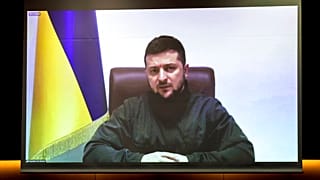 Wolodymyr Selenskyj in einer Videoschalte vor dem japanischen Parlament am 23.03.2022