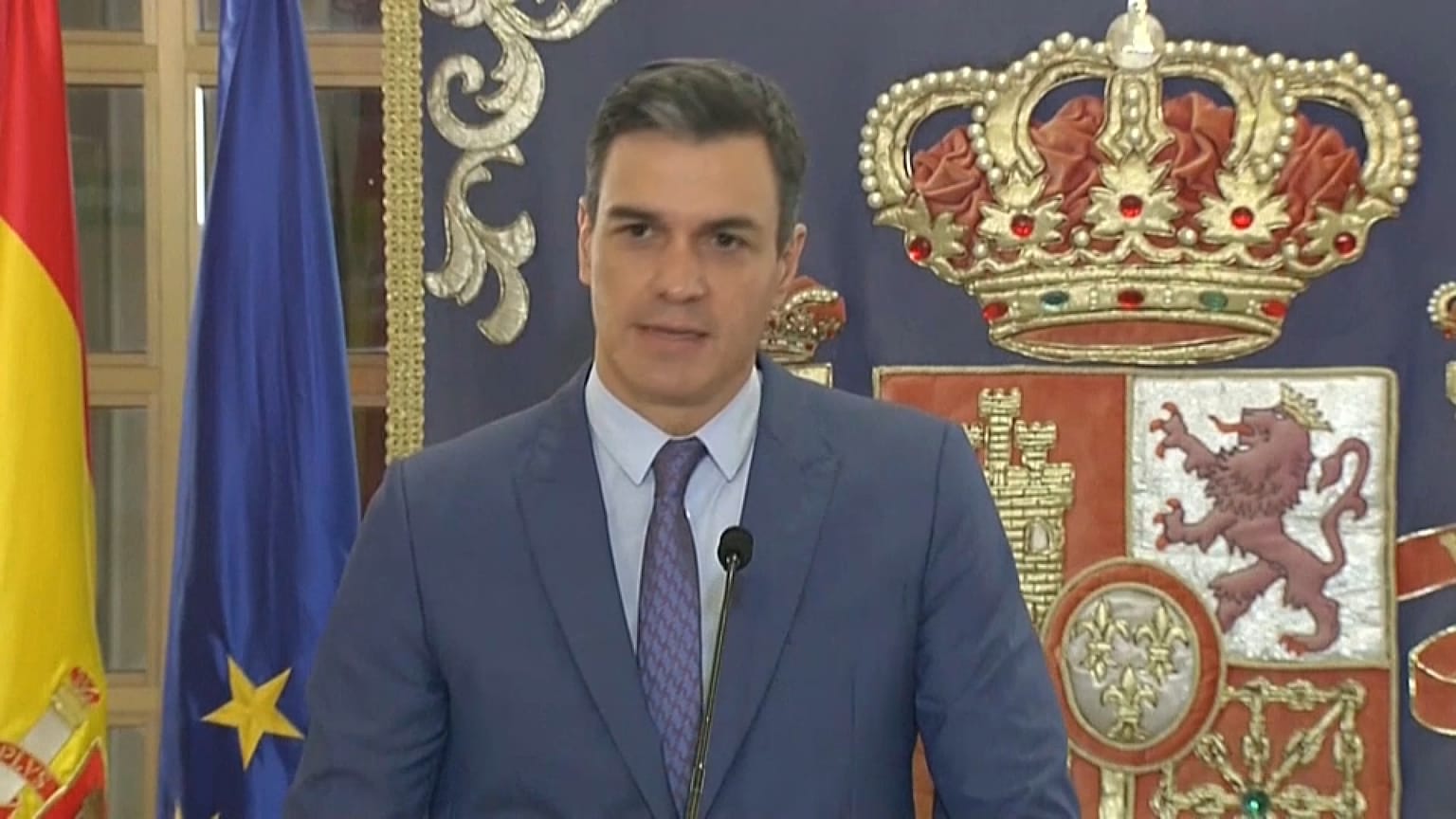Pedro Sánchez, presidente del Gobierno de España, durante su alocución