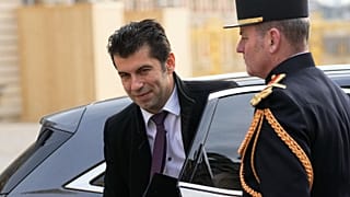 Bulgaria's Prime Minister Kiril Petkov arrives at the Chateau de Versailles to attend the second day of the EU summit, Friday, March 11, 2022 in Versailles, west of Paris