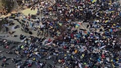 Des manifestants ukrainiens allongés dans le quartier européen de Bruxelles