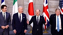 Sventagliata di leader: Trudeau, Biden, Scholz, Johnson. (Bruxelles, 24.3.2022)