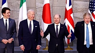 Sventagliata di leader: Trudeau, Biden, Scholz, Johnson. (Bruxelles, 24.3.2022)