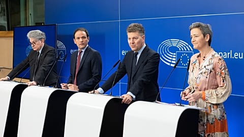 EU Commissioners Margrethe Vestager and Thierry Breton were responsible for the original draft of the legislation.