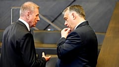 Orbán Viktora a NATO brüsszeli központjában 2022. március 24-én, csütörtökön