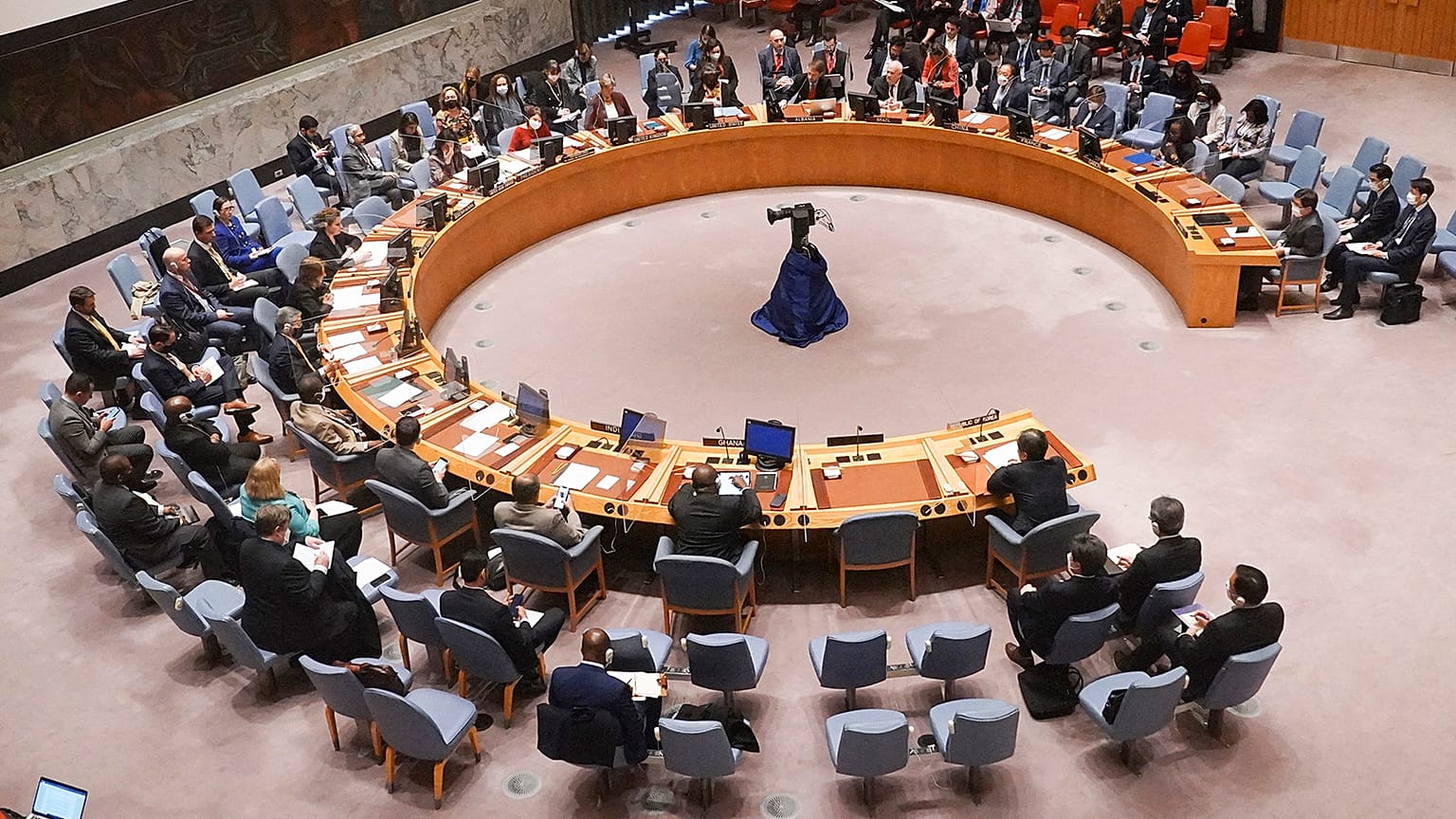 The United Nations Security Council meets concerning North Korea's test-firing of an intercontinental ballistic missile, 25 March 2022