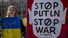 Manifestante contre l'invasion russe de l'Ukraine - Prague, Rép. tchèque, le 26/03/2022