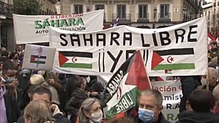 Protesta del Movimiento Solidario con el Pueblo Saharaui en Madrid, el 26 de marzo de 2022