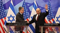 Blinken amerikai külügyminiszter és Bennett izraeli kormányfő közös sajtótájékoztatója