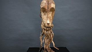 A rare wooden mask called a 'Nigil' that sold for €4.2 million in France.