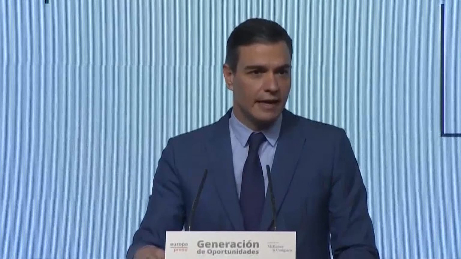 Pedro Sánchez, presidente del Gobierno de España, durante la presentación del plan 