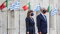 O Προέδρος της Πορτογαλίας Μαρτσέλο Ρεμπέλο ντε Σόουζα υποδέχεται την Πρόεδρο της Δημοκρατίας Κατερίνα Σακελλαροπούλου 