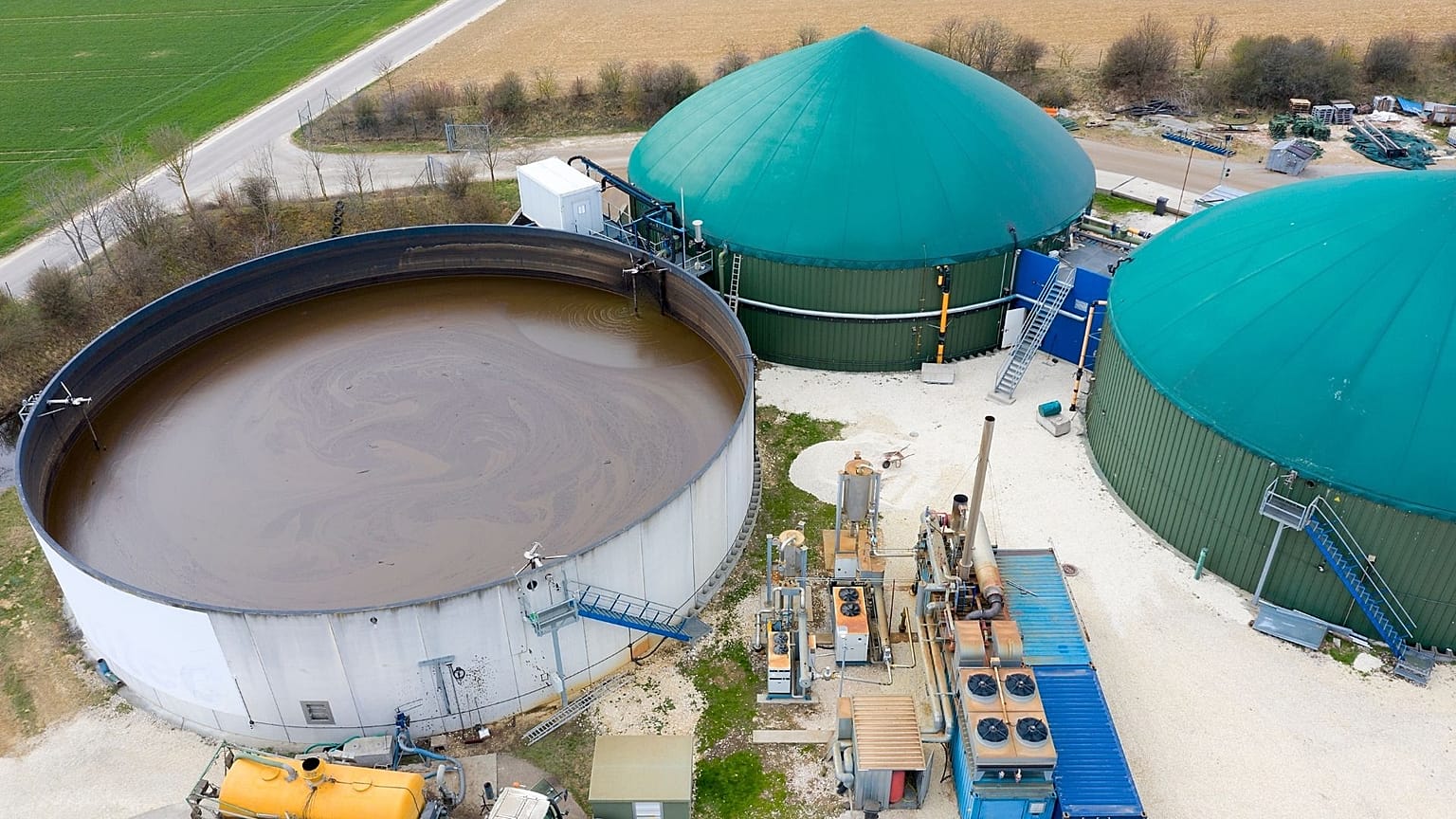 Aerial view of a biogas plant.