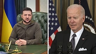 El presidente de Ucrania, Volodímir Zelenski, y el presidente de EE.UU., Joe Biden.