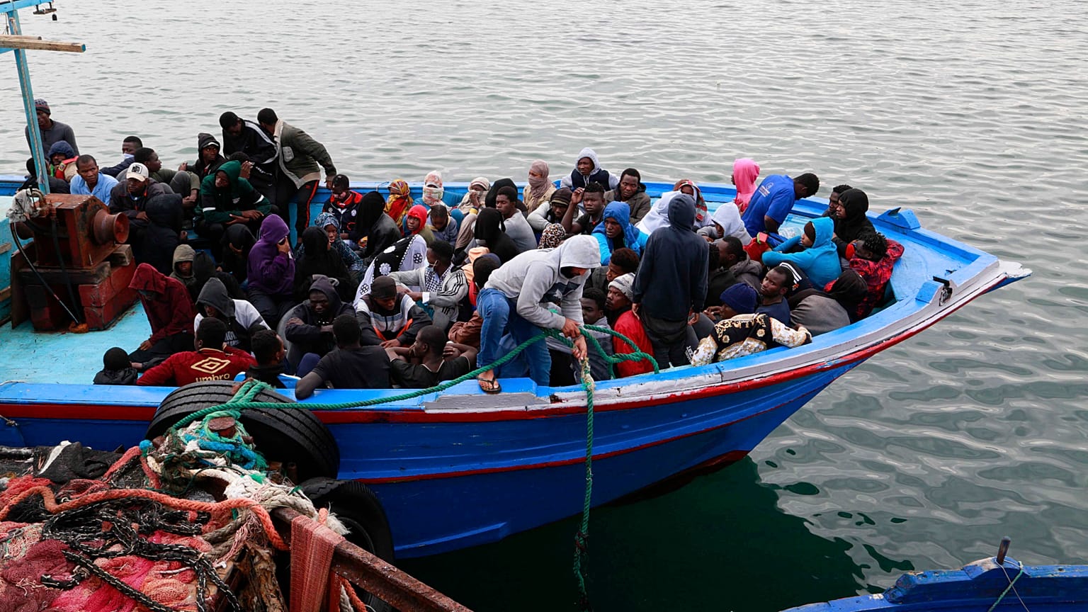 Illegal migrants brought to shore after being intercepted by a Libyan coast guard in October.