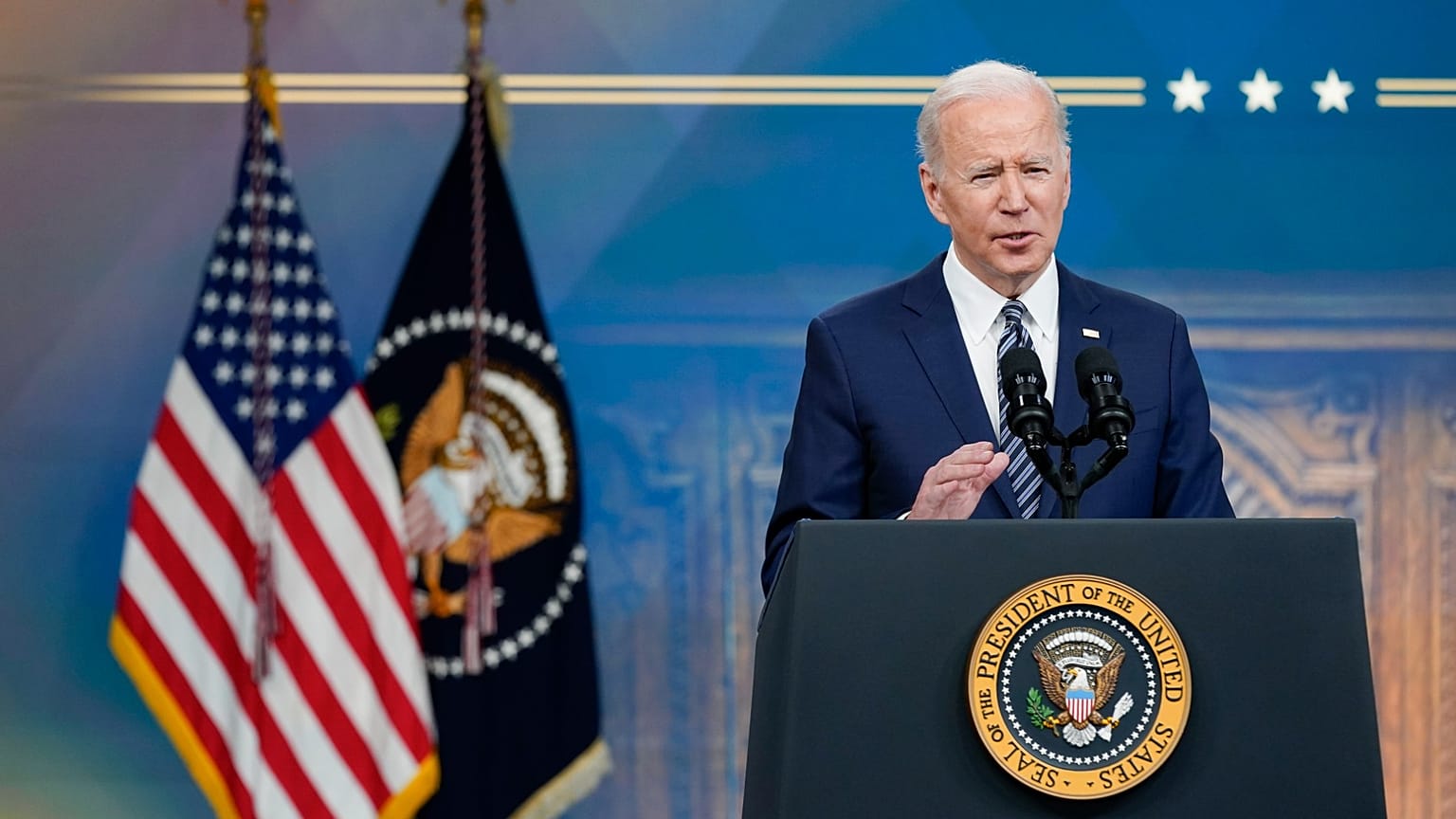 Le président des Etats-Unis, Joe Biden, lors d'une conférence de presse organisée à la Maison-Blanche, le 31 mars 2022